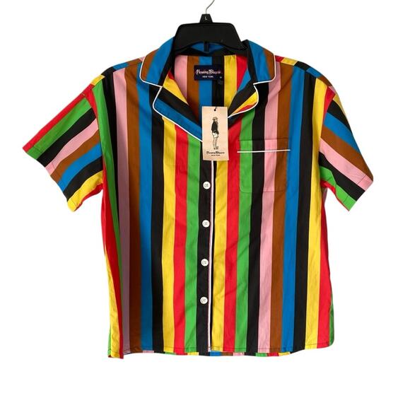 Rowing Blazers NWTs New York Stripe Multicolor Button Down Shirt size medium - Picture 2 of 9